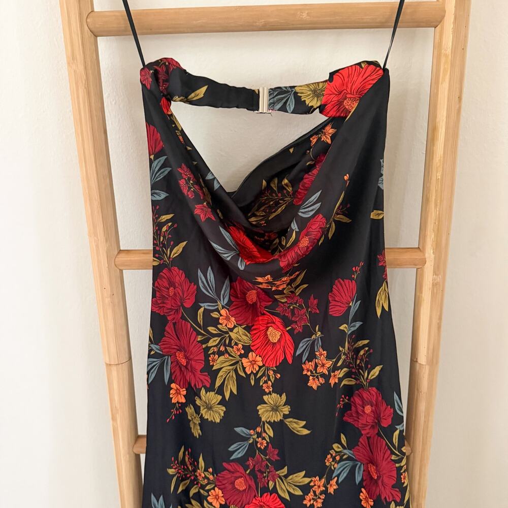 NWOT 12th Tribe Natalia Black Floral Strapless Maxi Dress Size M Floral Evening - Picture 10 of 14